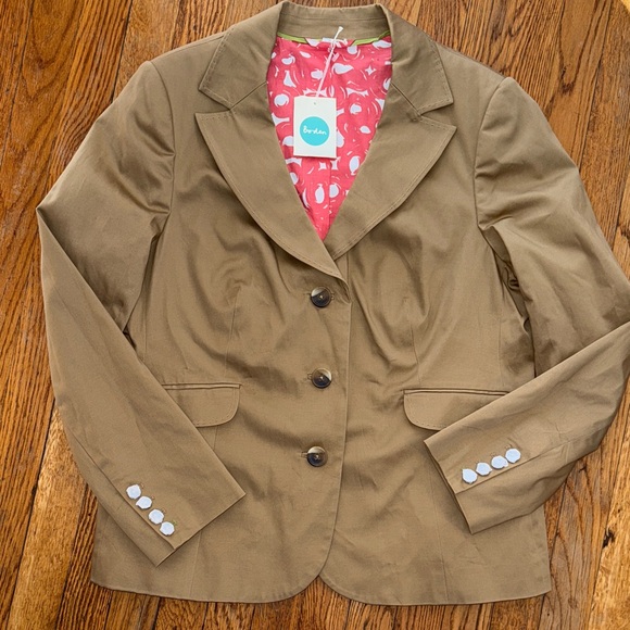 Boden Jackets & Blazers - Boden tan Khaki cotton outer shell button Blazer jacket size 14